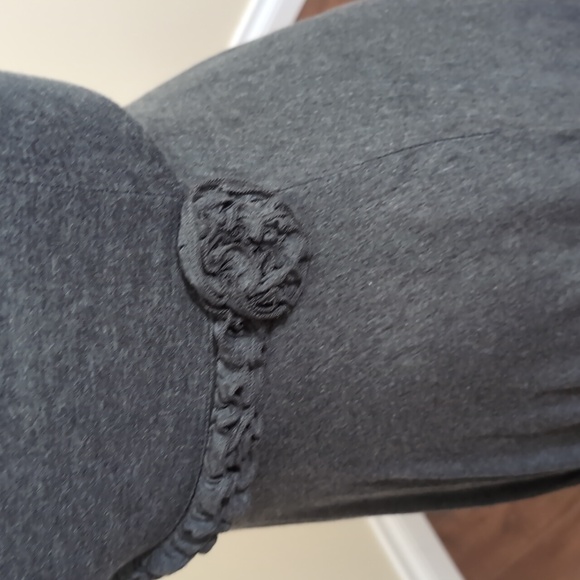 Lapis| Charcoal Grey Strapless Dress With Waistline Floral Detail - Picture 6 of 12